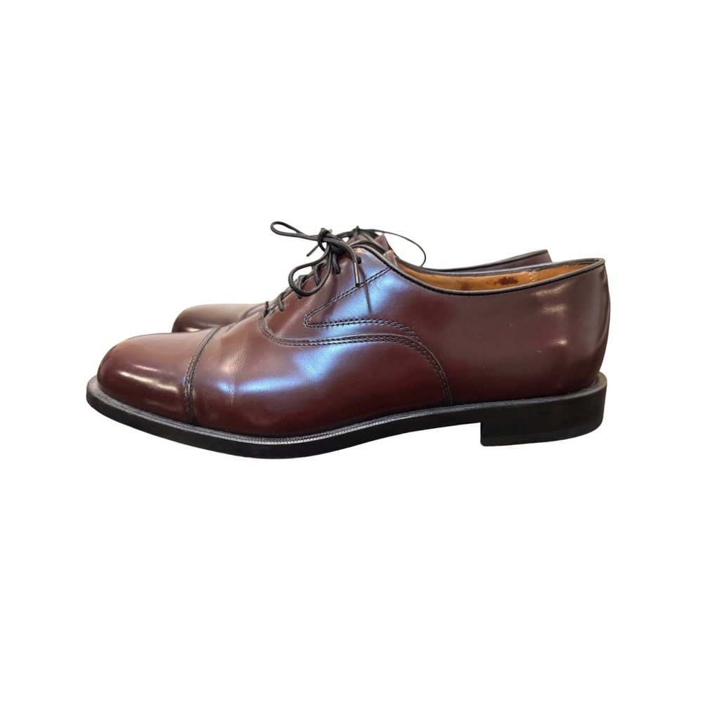 Cole Haan Mens 8 D Burgundy Leather Cap Toe Oxford Dress Shoes